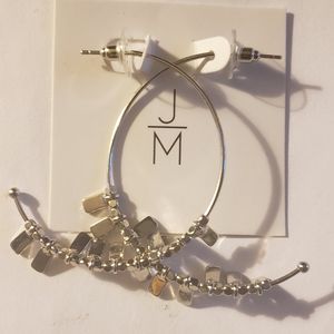 JM silver half hoop fringe earrings.  New